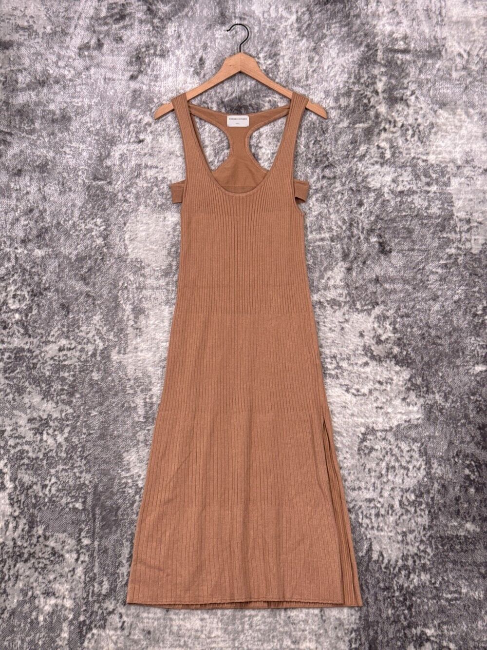 Modern Citizen Serin Dress Womens Circle Back Brown Ribbed Knit Maxi S Small